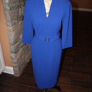 London Times Royal Blue Belted Dress